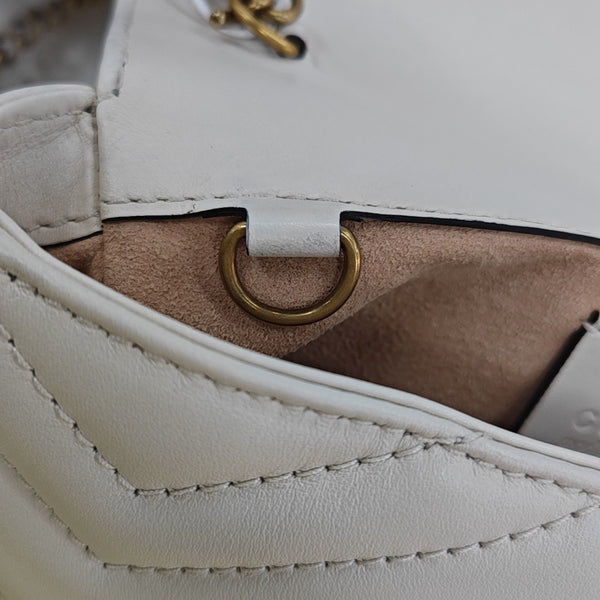 GG Marmont Mini Quilted Calfskin White