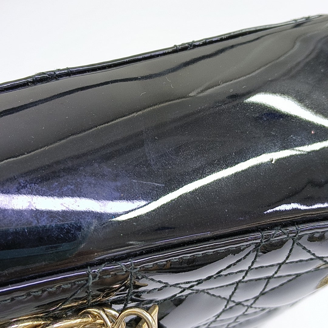 Lady Dior Mini Quilted Patent Leather Black