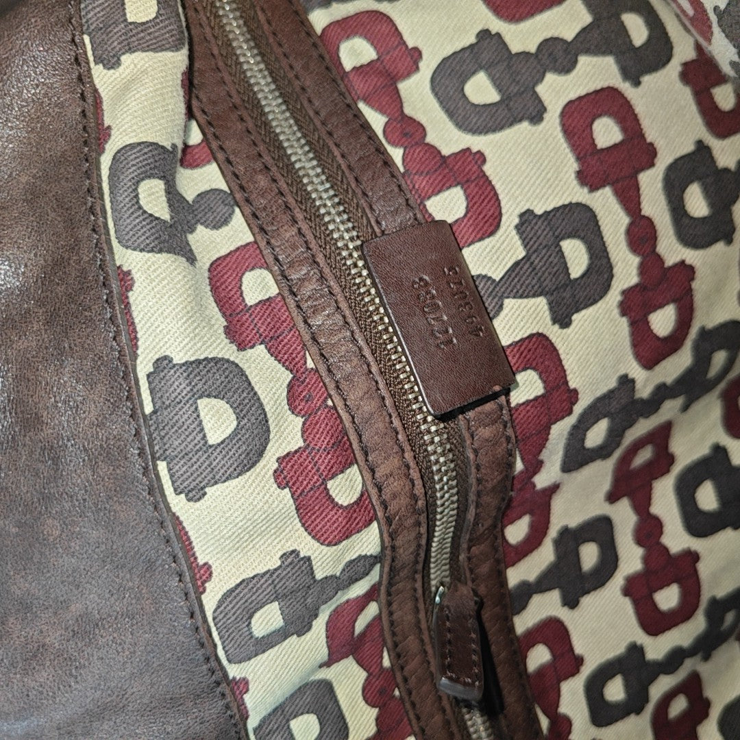 Monogram Calfskin Top Handle Bag Brown