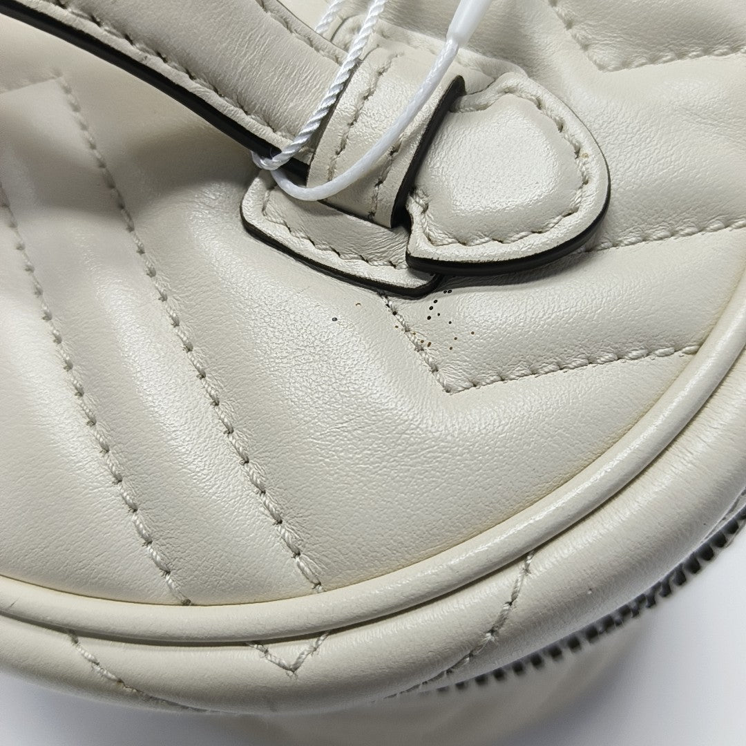 GG Marmont Mini Quilted Calfskin White