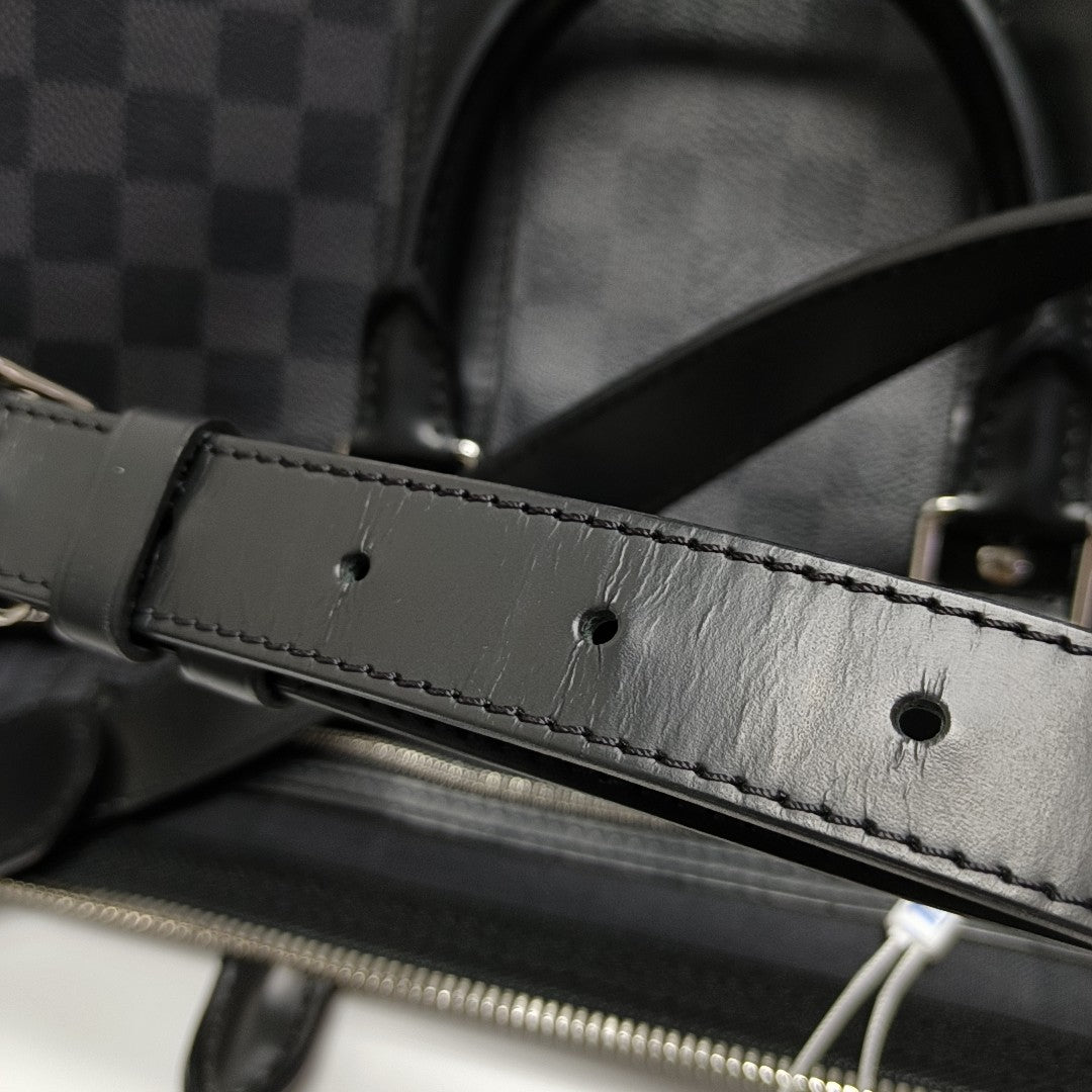 KEEPALL 45 Damier Graphite Coated Canvas Gray