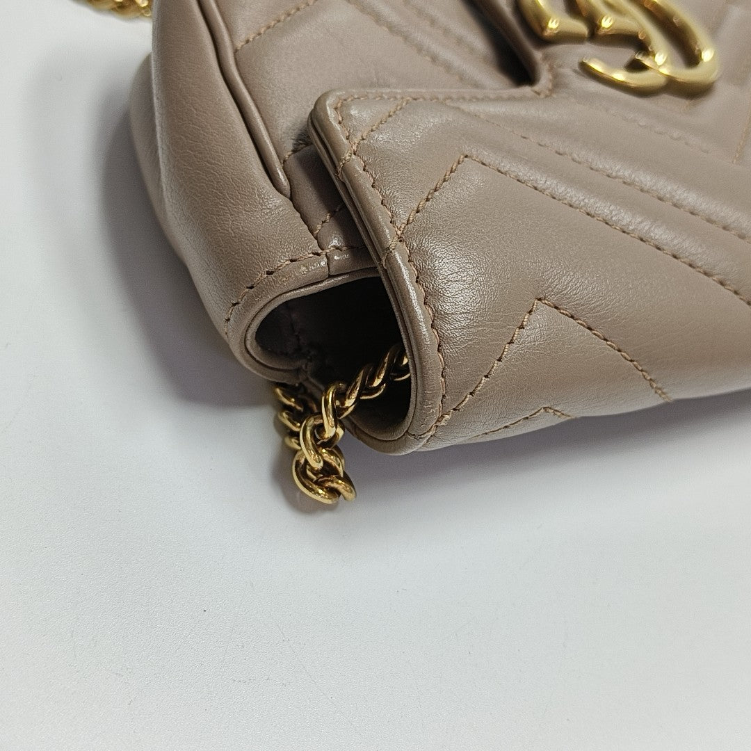 GG Marmont Mini Quilted Calfskin Beige