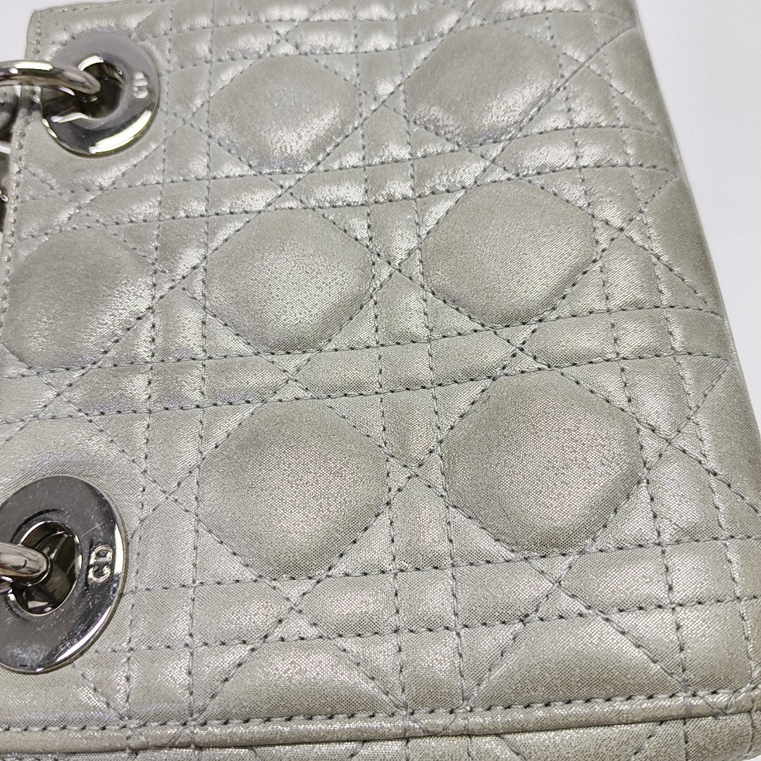 Lady Dior Mini Cannage Lambskin Gray