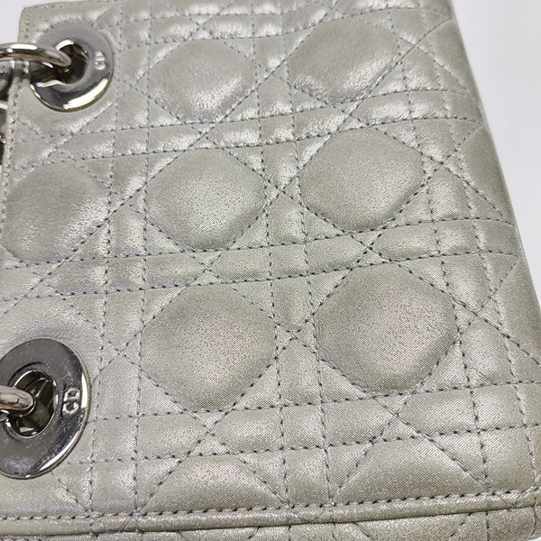 Lady Dior Mini Cannage Lambskin Gray
