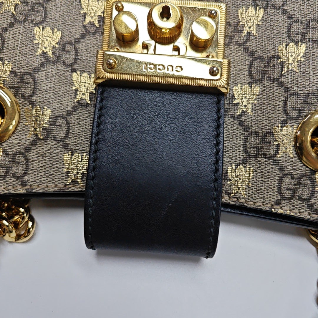 Padlock Small Monogram Coated Canvas Beige