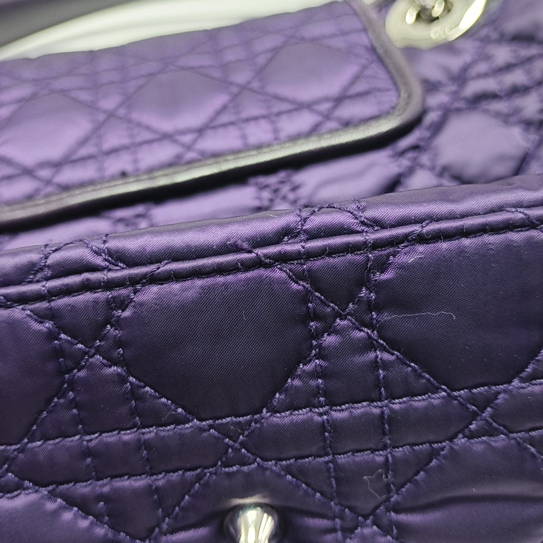 Cannage Silk Satin Tote Bag Purple
