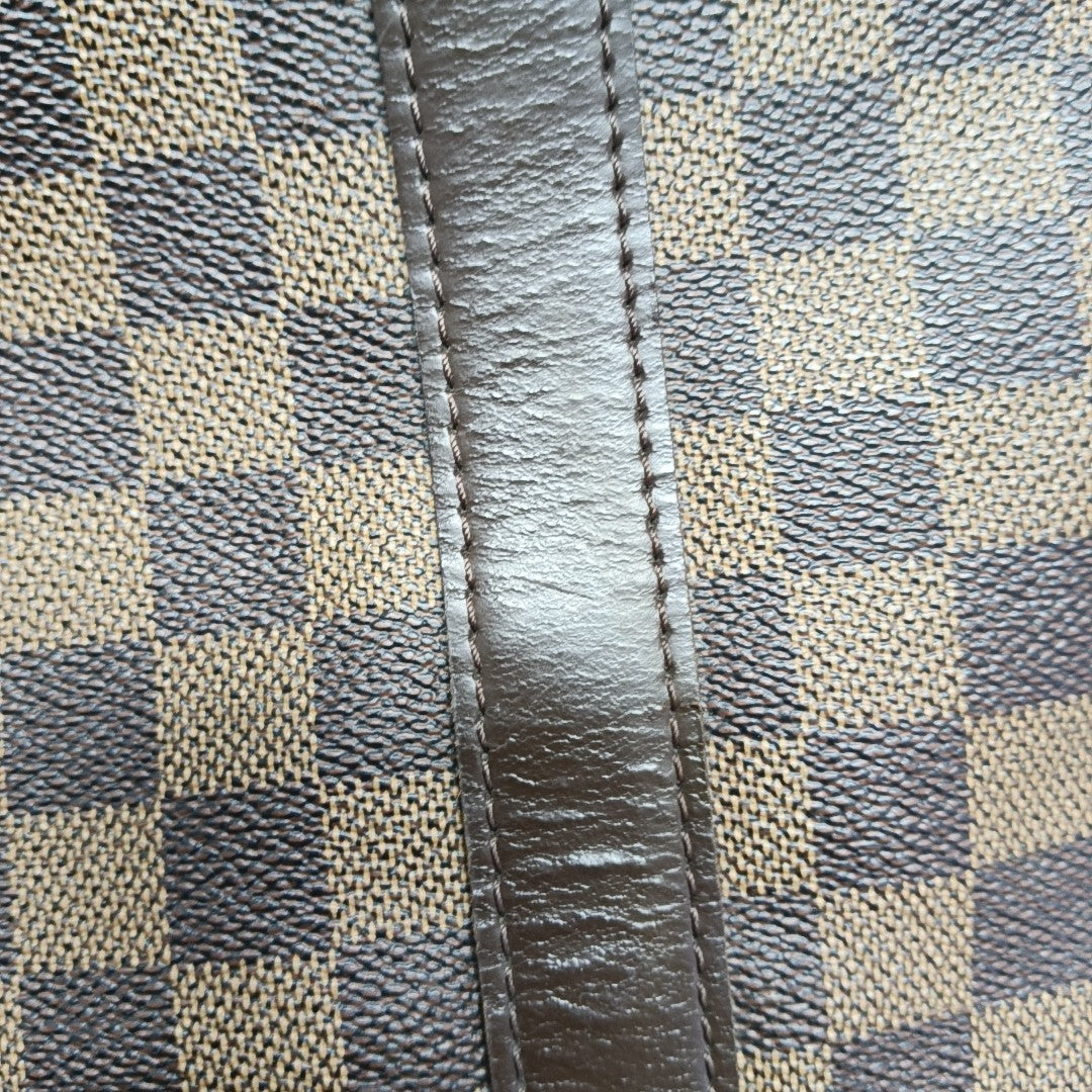 KEEPALL 55 Damier Ebene Coated Canvas Brown