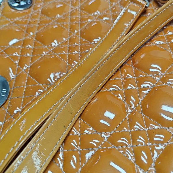 Lady Dior Large Cannage Patent Leather Orange