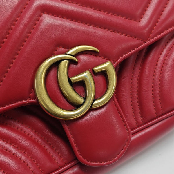 GG Marmont Small Quilted Calfskin Red