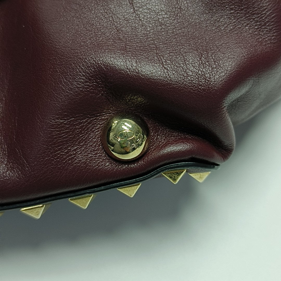 Rockstud Small Calfskin Red