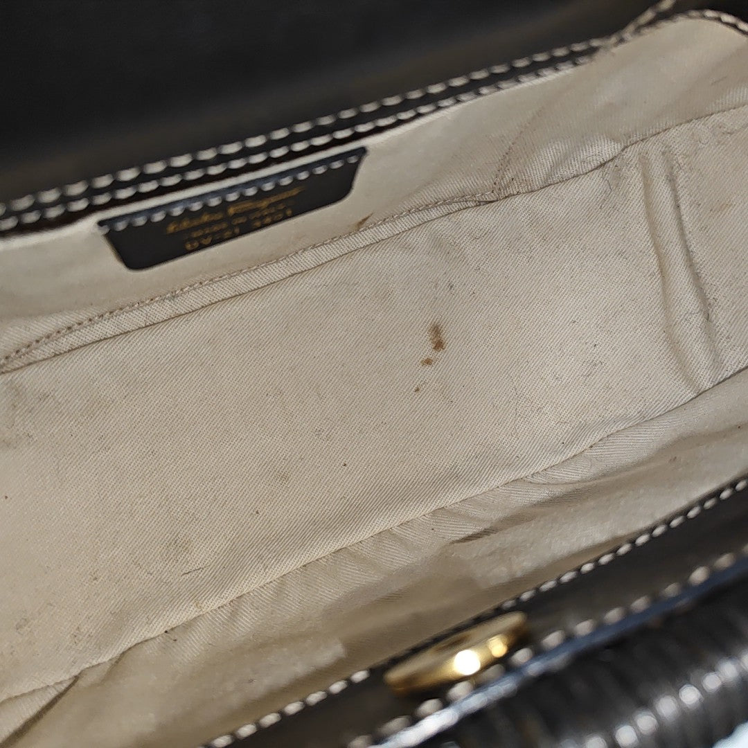 Straw Top Handle Bag Black