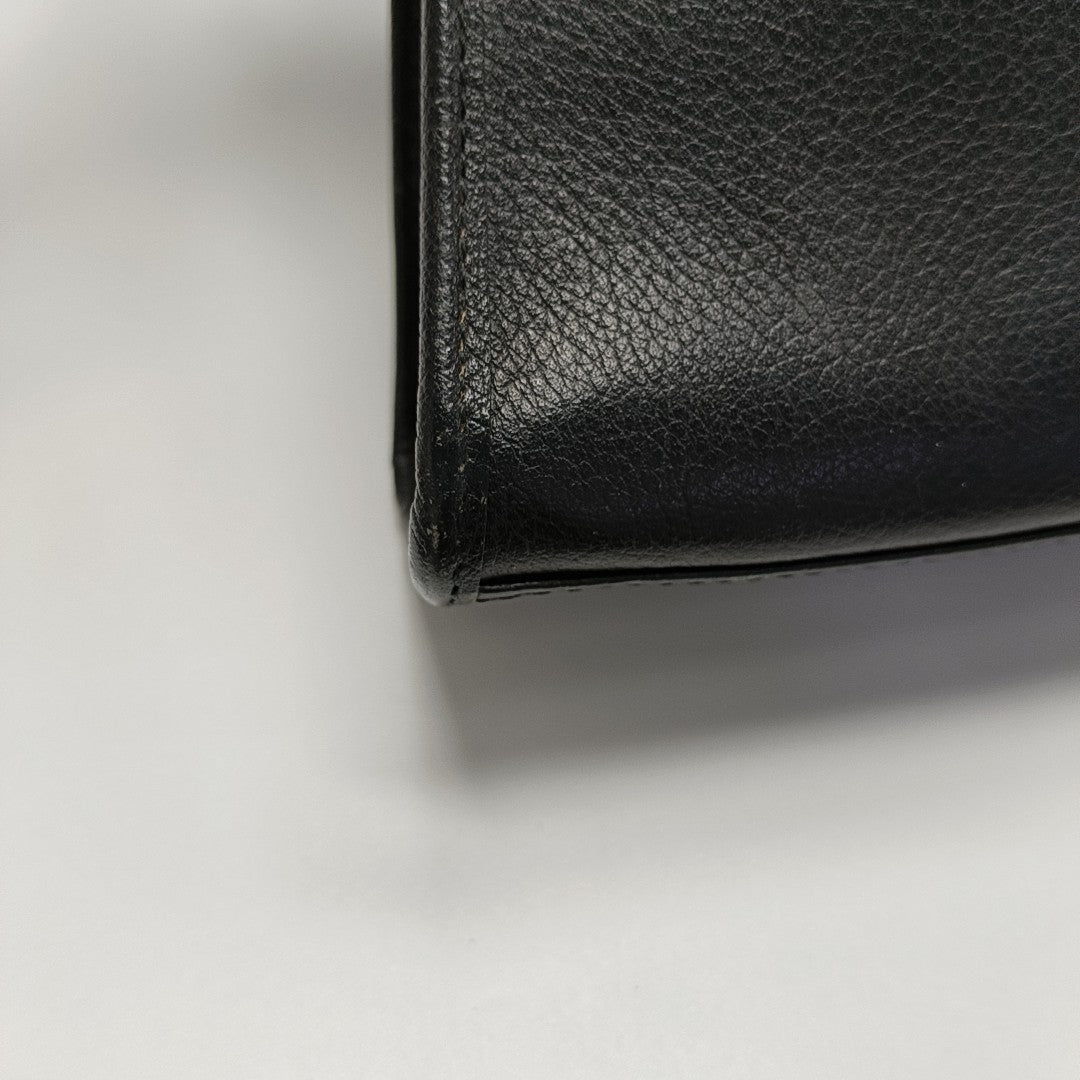 Leather Top Handle Bag Black