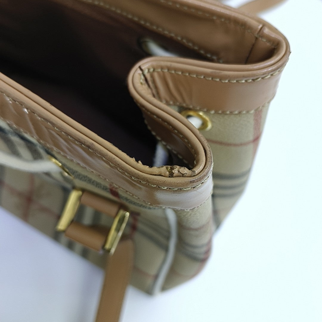 Coated Canvas Shoulder Bag Beige