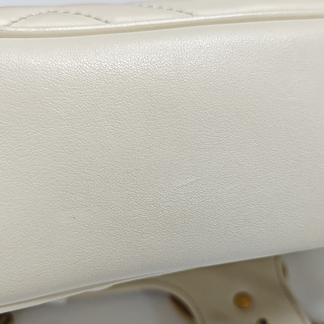 GG Marmont Medium Quilted Calfskin White