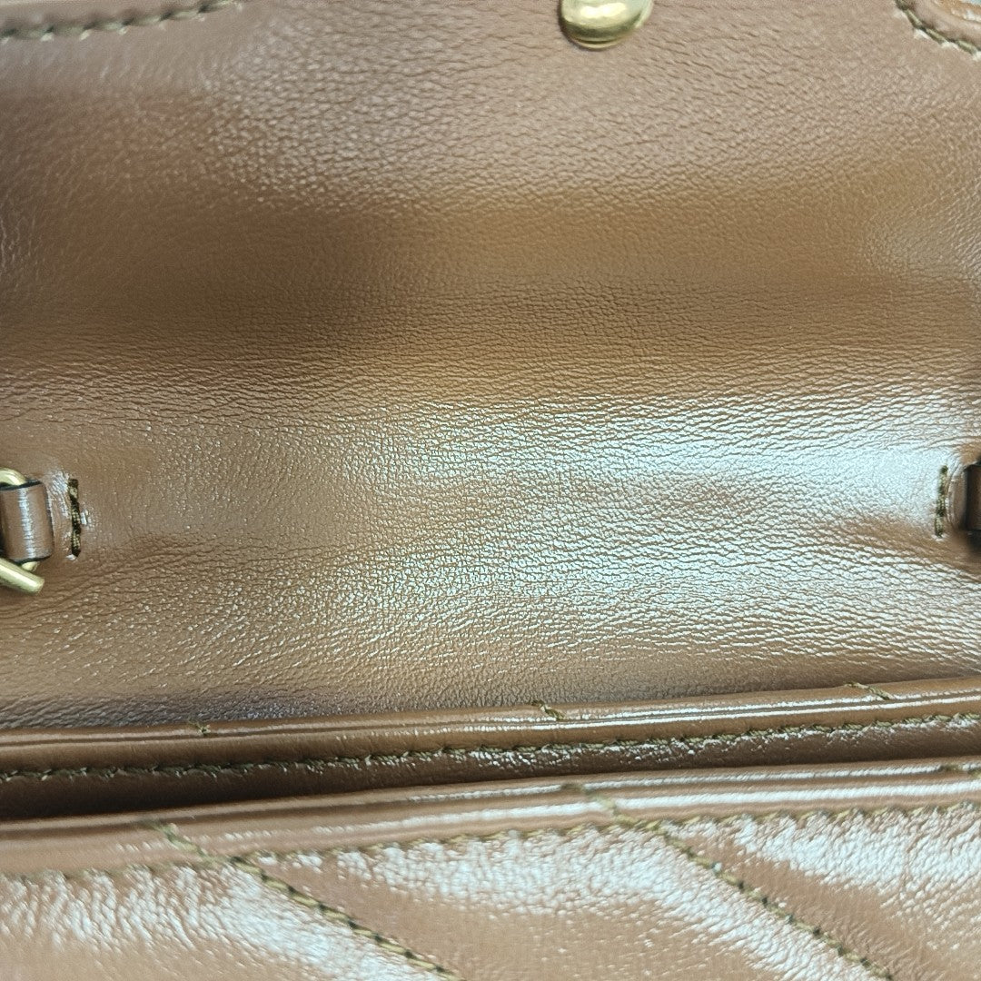 GG Marmont Mini Quilted Calfskin Brown
