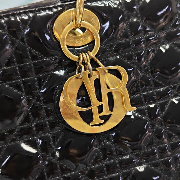 Lady Dior Large Patent Leather Black