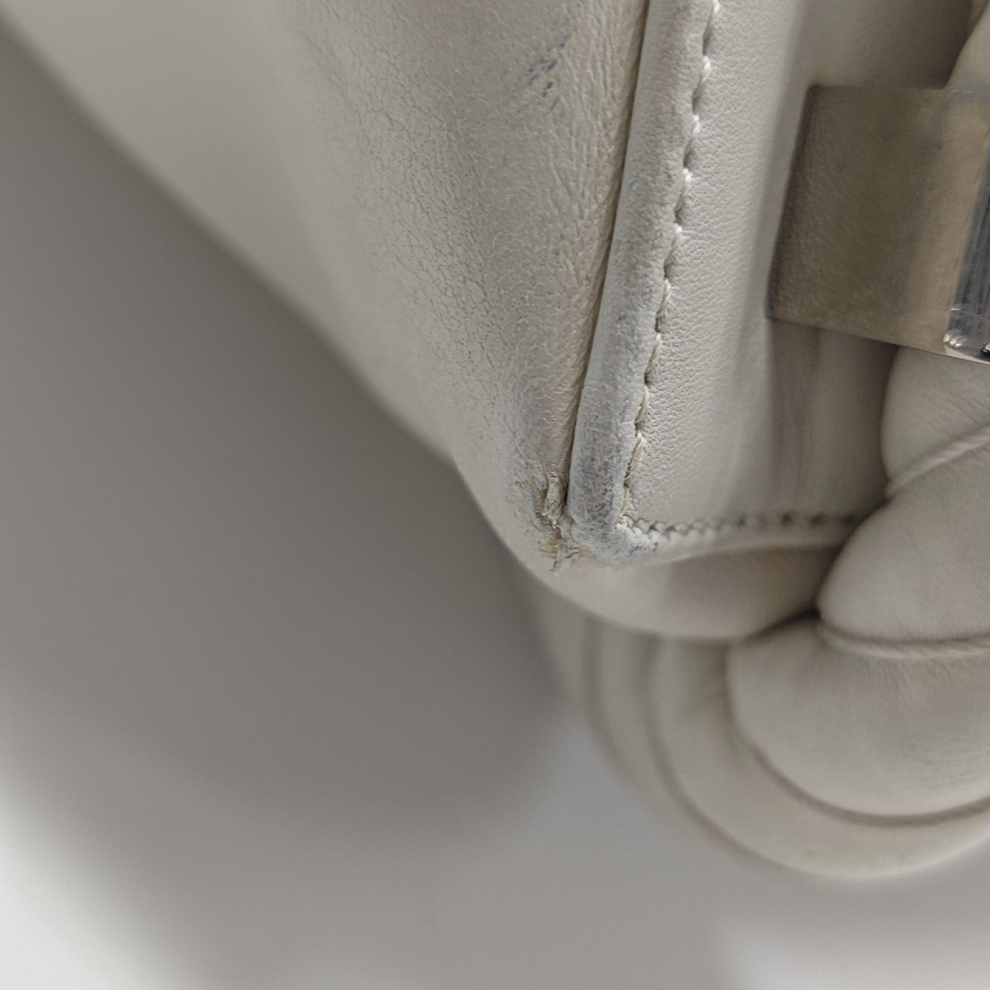 Calfskin Top Handle Bag White