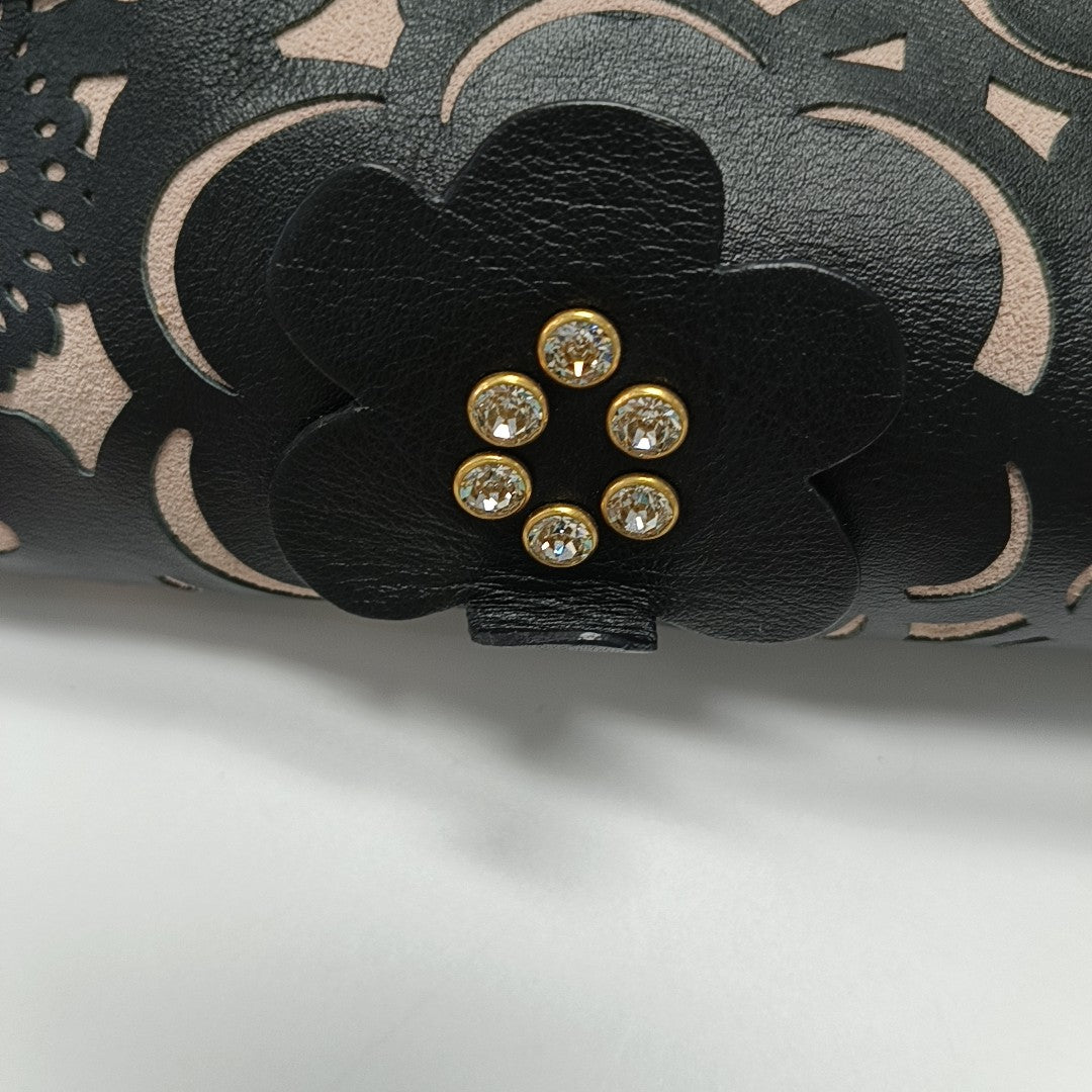 Leather Top Handle Bag Black