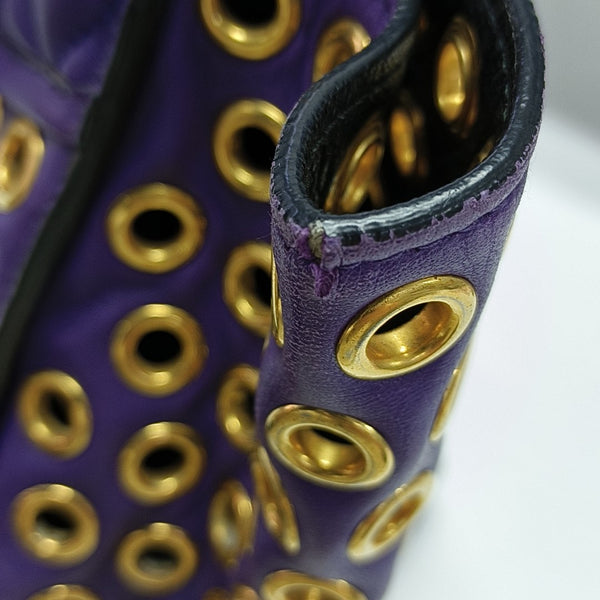 Zipper Wallet Quilted Lambskin Purple