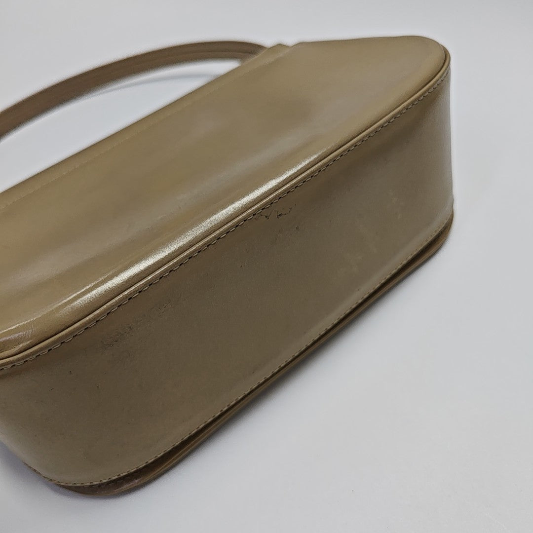 Leather Top Handle Bag Brown