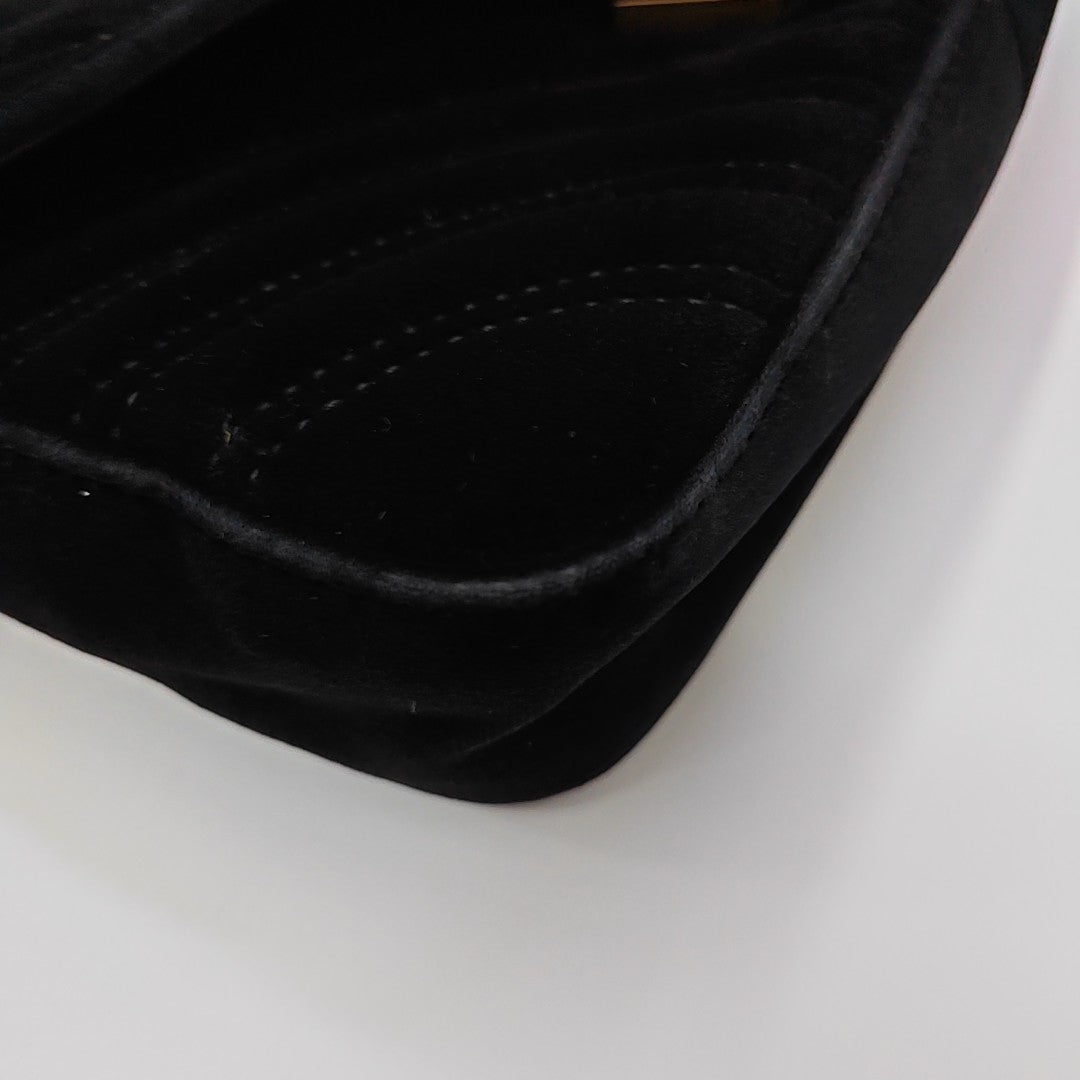 GG Marmont Small Quilted Velvet Black