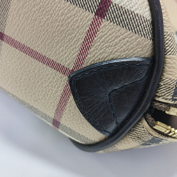 Coated Canvas Top Handle Bag Beige