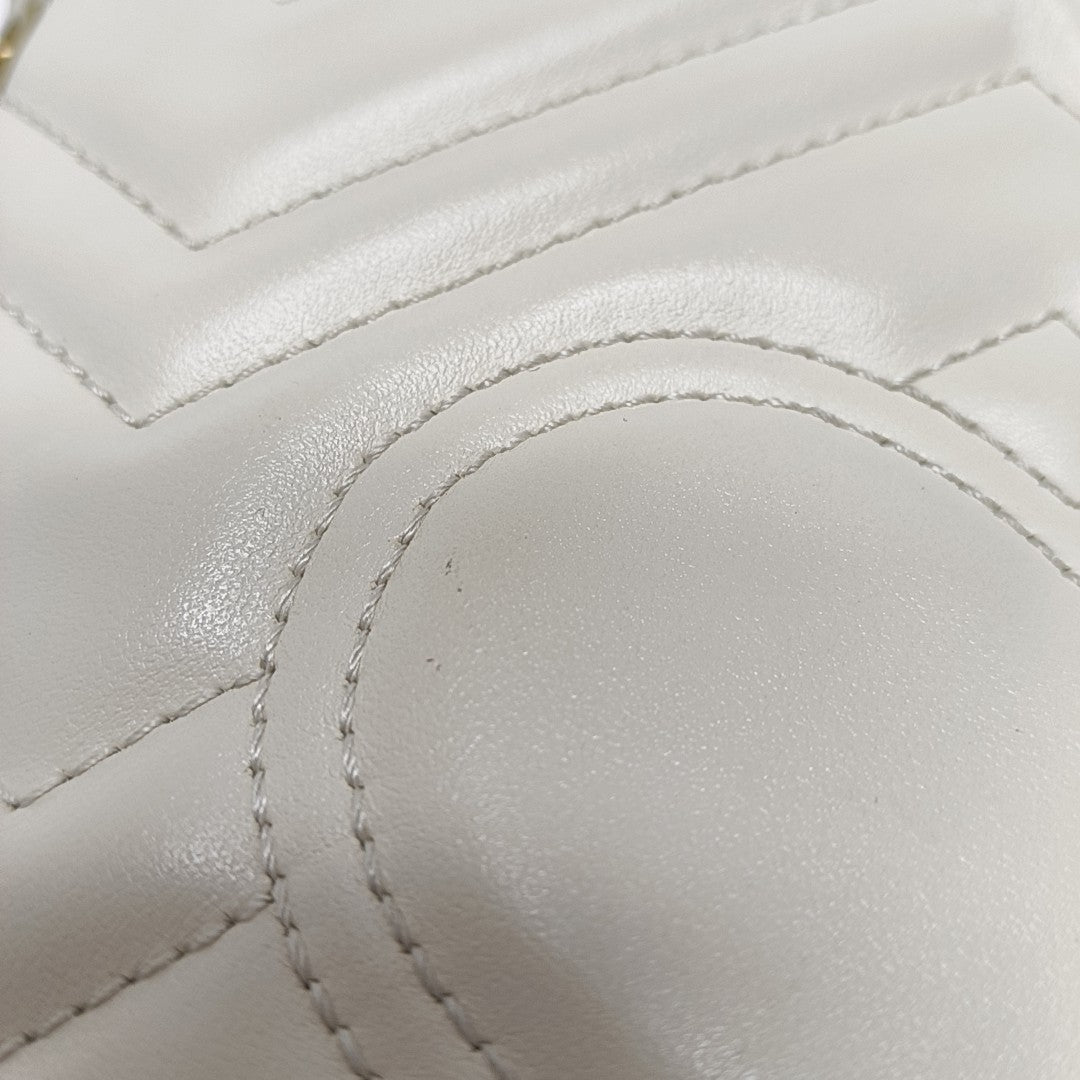 GG Marmont Mini Quilted Calfskin White