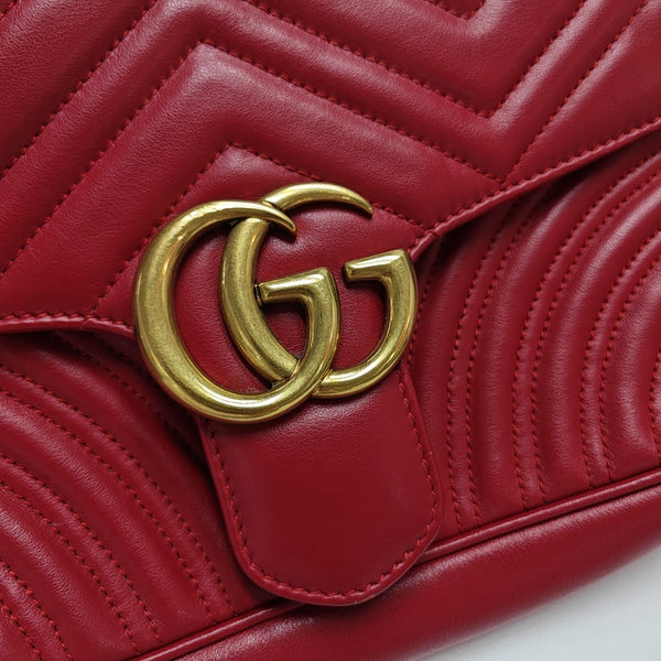 GG Marmont Medium Quilted Calfskin Red
