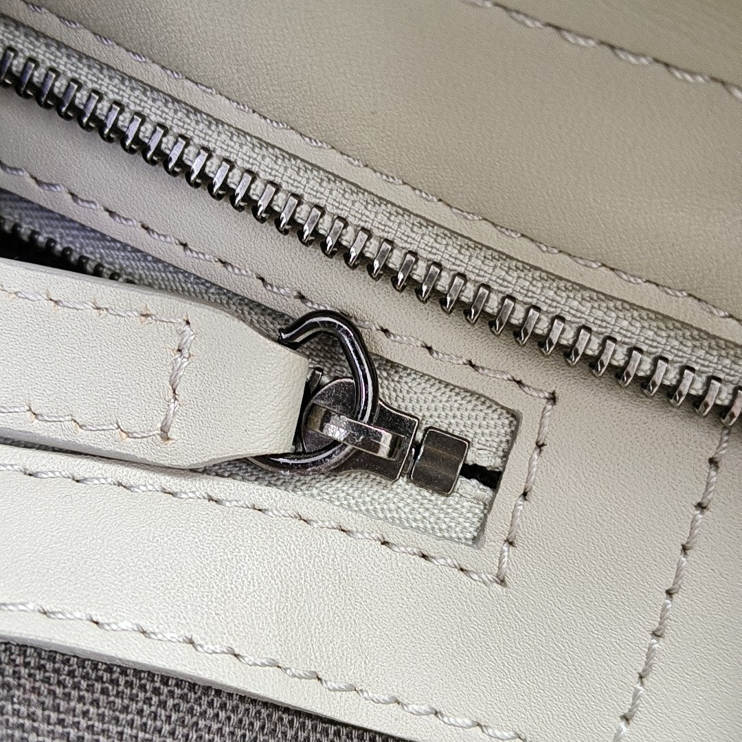 Coated Canvas Top Handle Bag Gray
