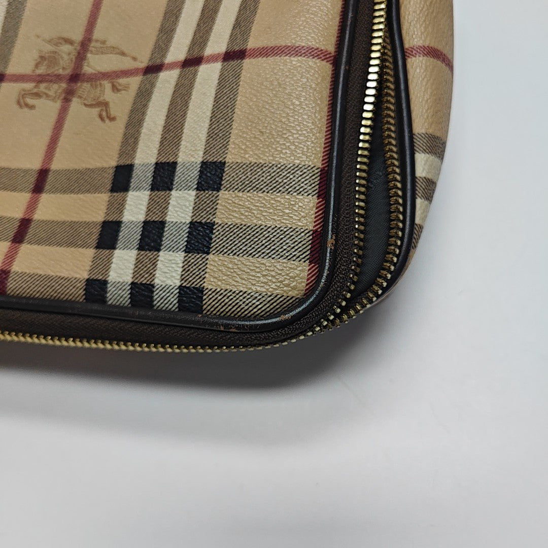 Bolso de lona revestida con asa superior beige