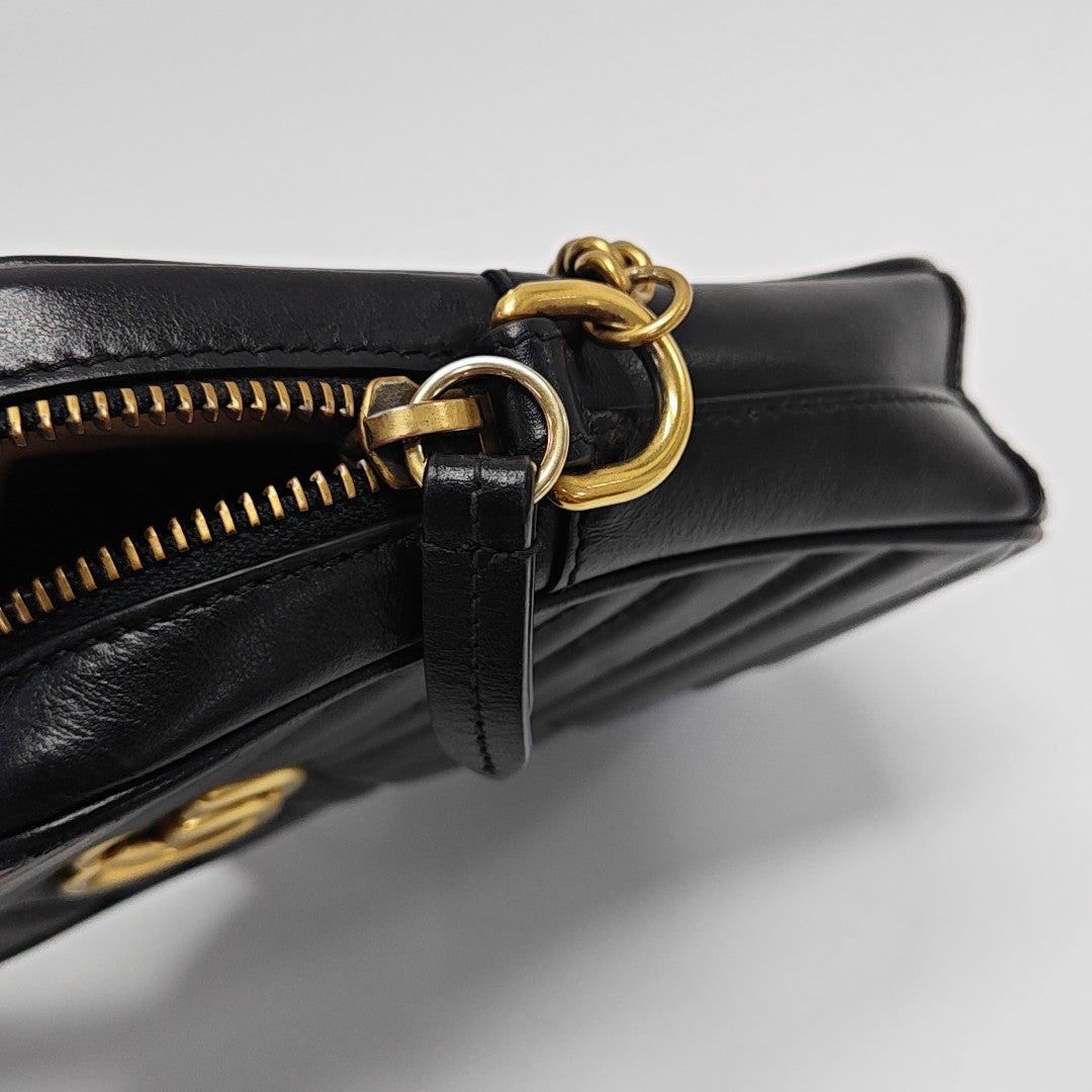 GG Marmont Mini Quilted Calfskin Black