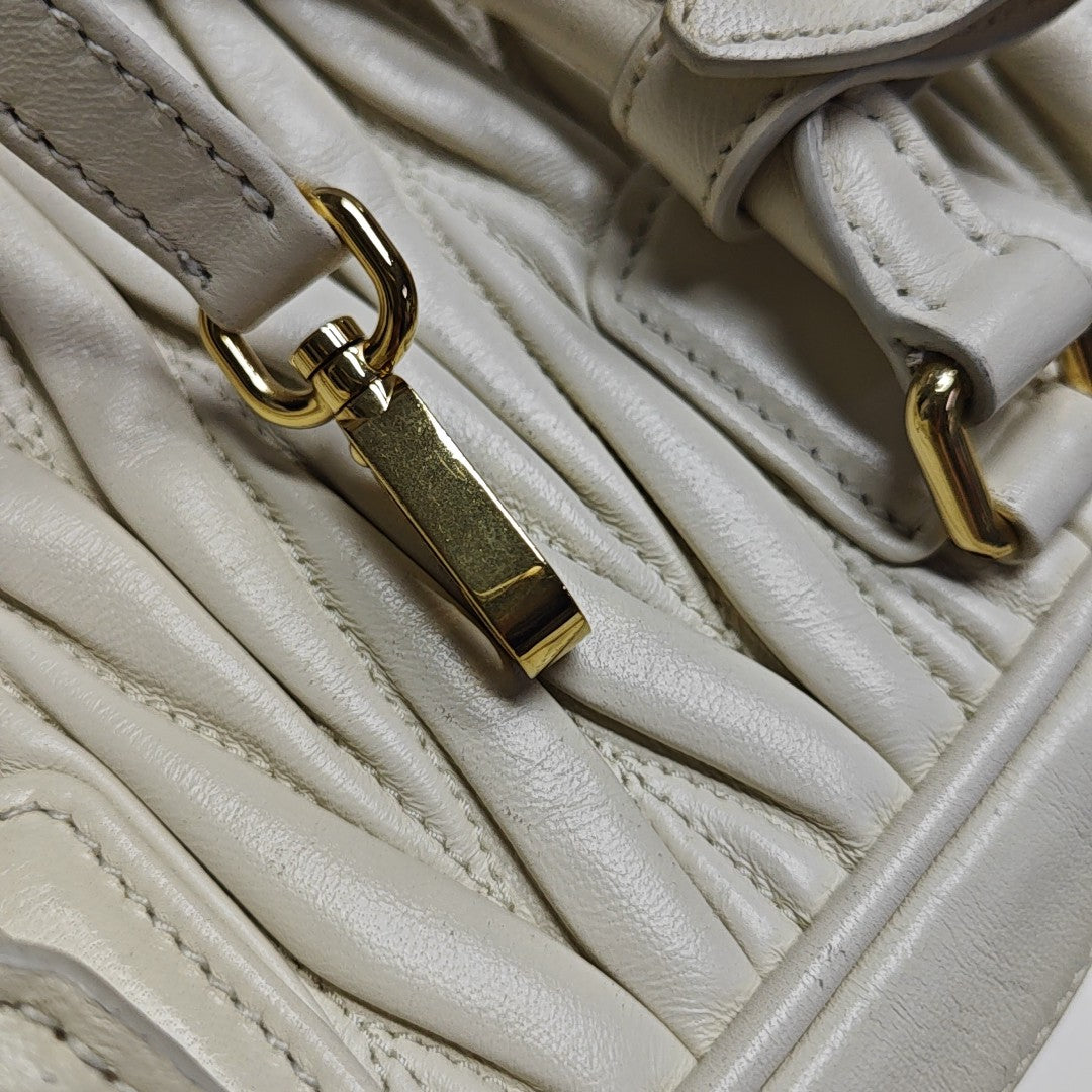 Arcadie Matelassé Mini Quilted Lambskin White