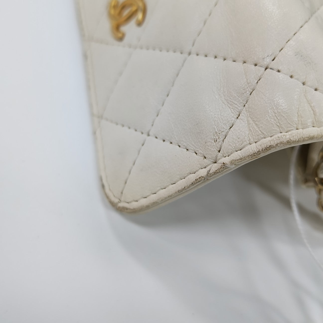 Quilted Lambskin Shoulder Bag White