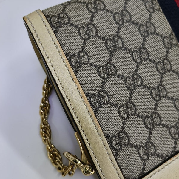 Ophidia Small Monogram Coated Canvas Beige