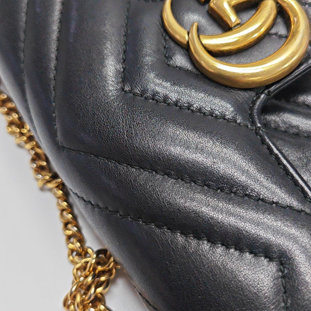 GG Marmont Mini Quilted Calfskin Black