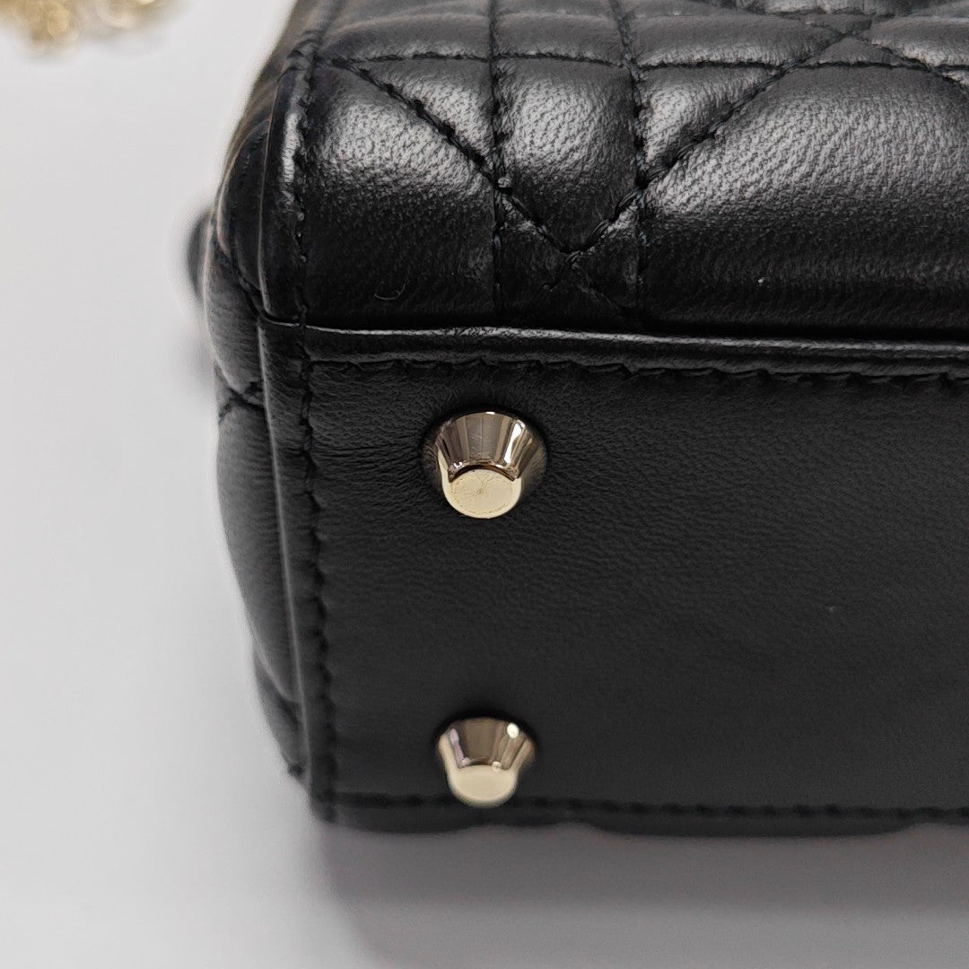 Lady Dior Mini Cannage Lambskin Black