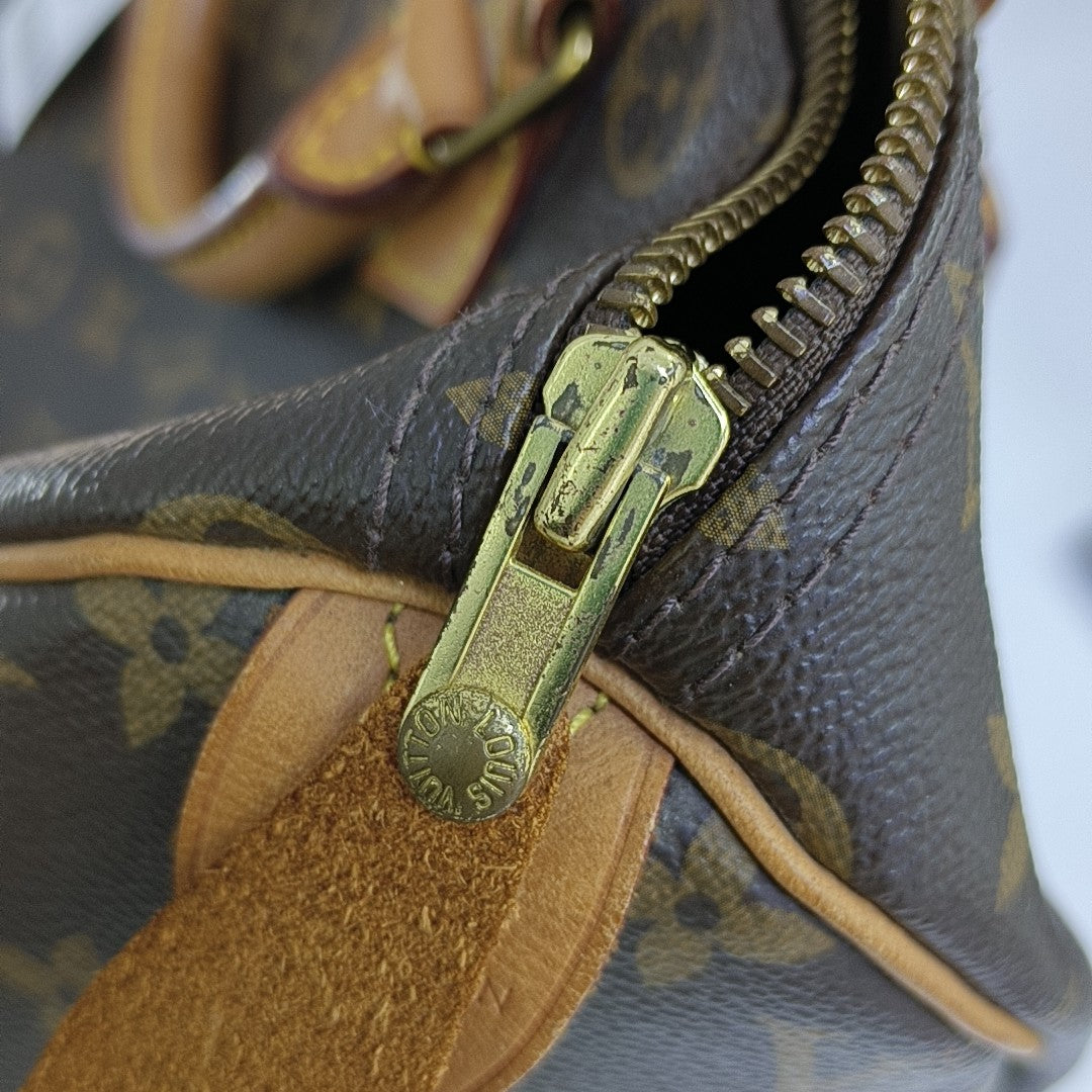 SPEEDY 30 Monogram Coated Canvas Brown