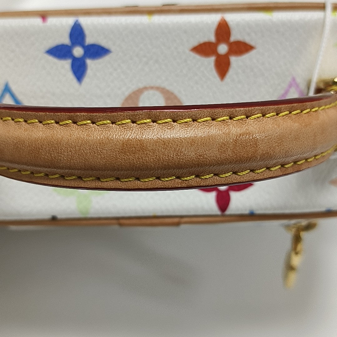 LV × TM Vanity Chain Pouch Monogram Coated Canvas White