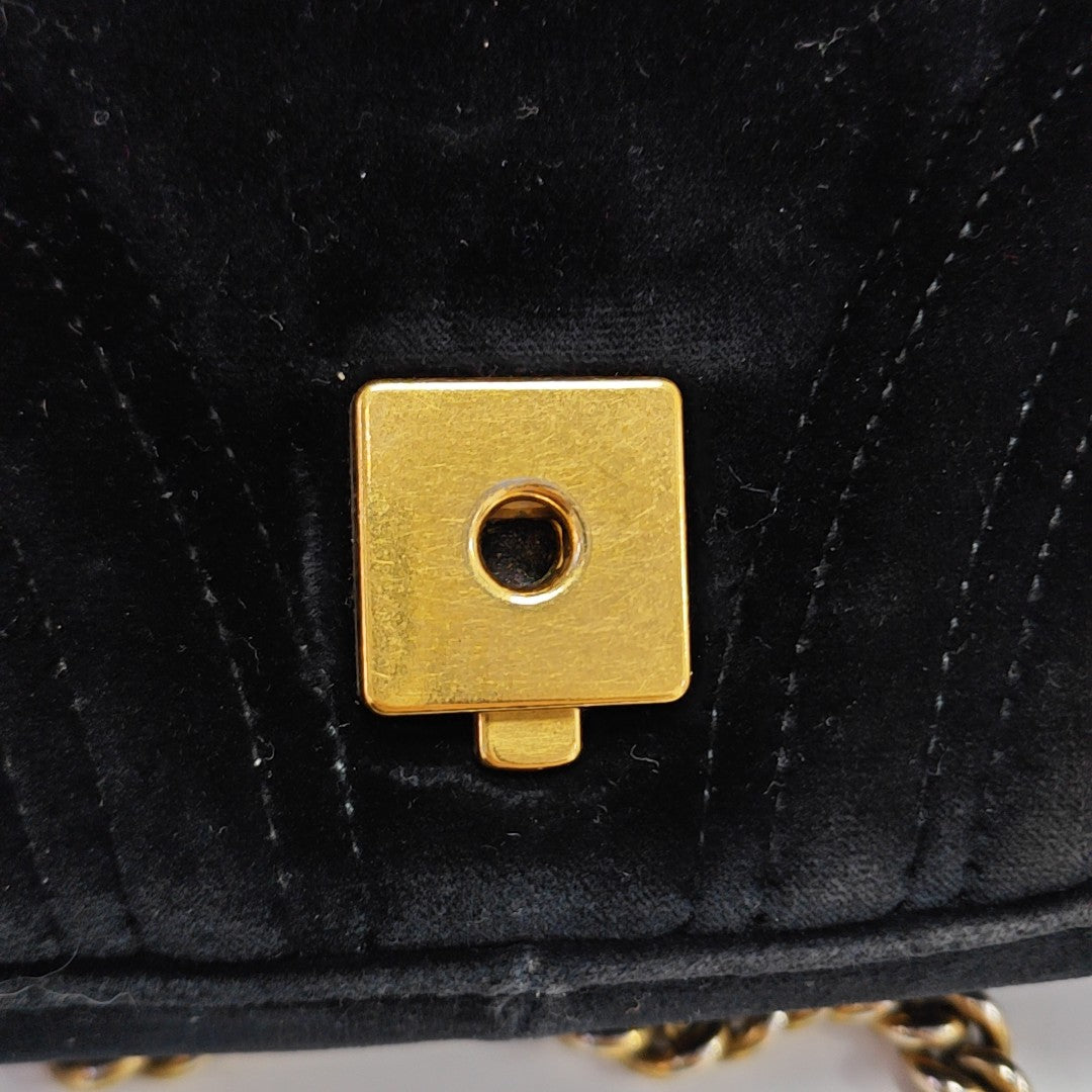GG Marmont Medium Quilted Velvet Black