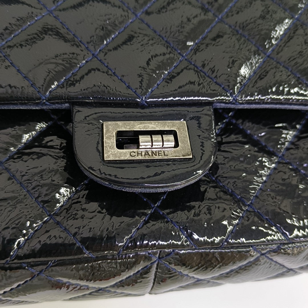 2.55 227 (jumbo) Quilted Patent Leather Blue