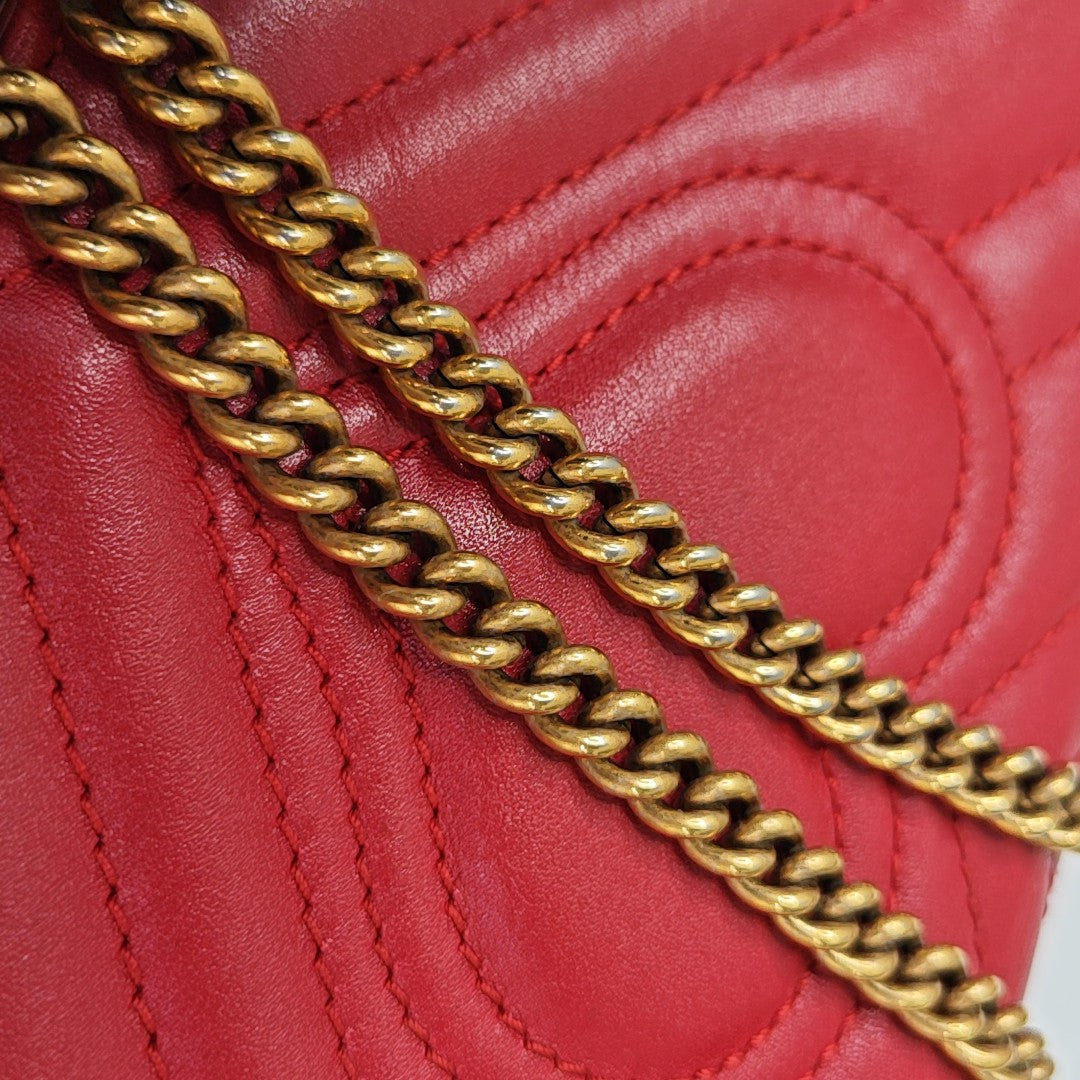GG Marmont Super Mini Quilted Calfskin Red