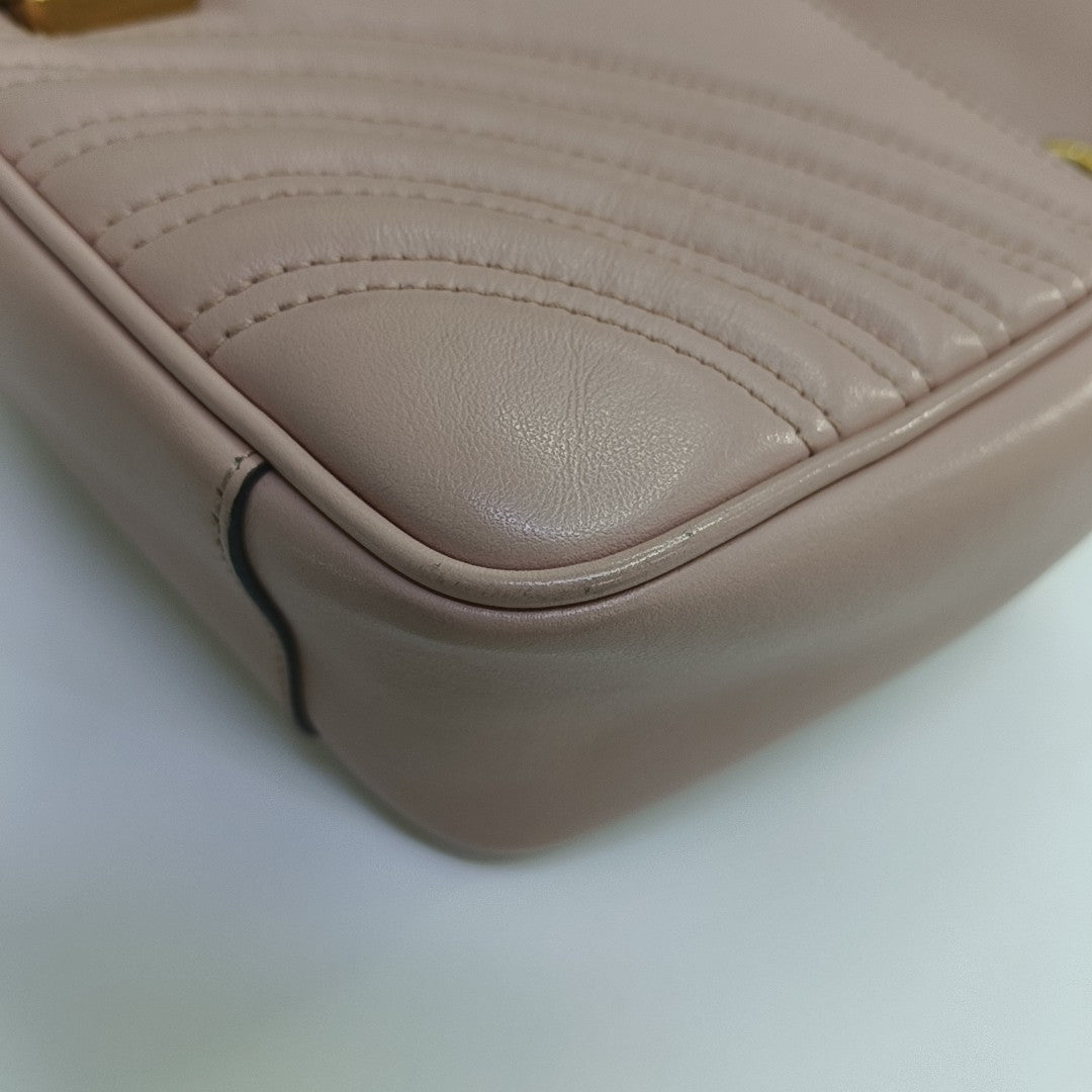 GG Marmont Medium Quilted Calfskin Pink