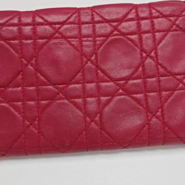 Lady Dior Small Cannage Lambskin Pink Wallet