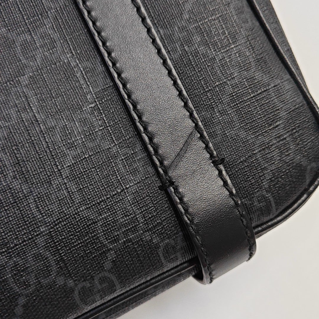 Monogram Coated Canvas Shoulder Bag Black