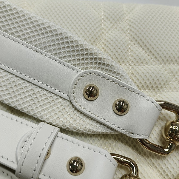 Authenticated pre-owned  Lady D-Lite Medium Cannage Fabric White - Shoulder Bag at Looply