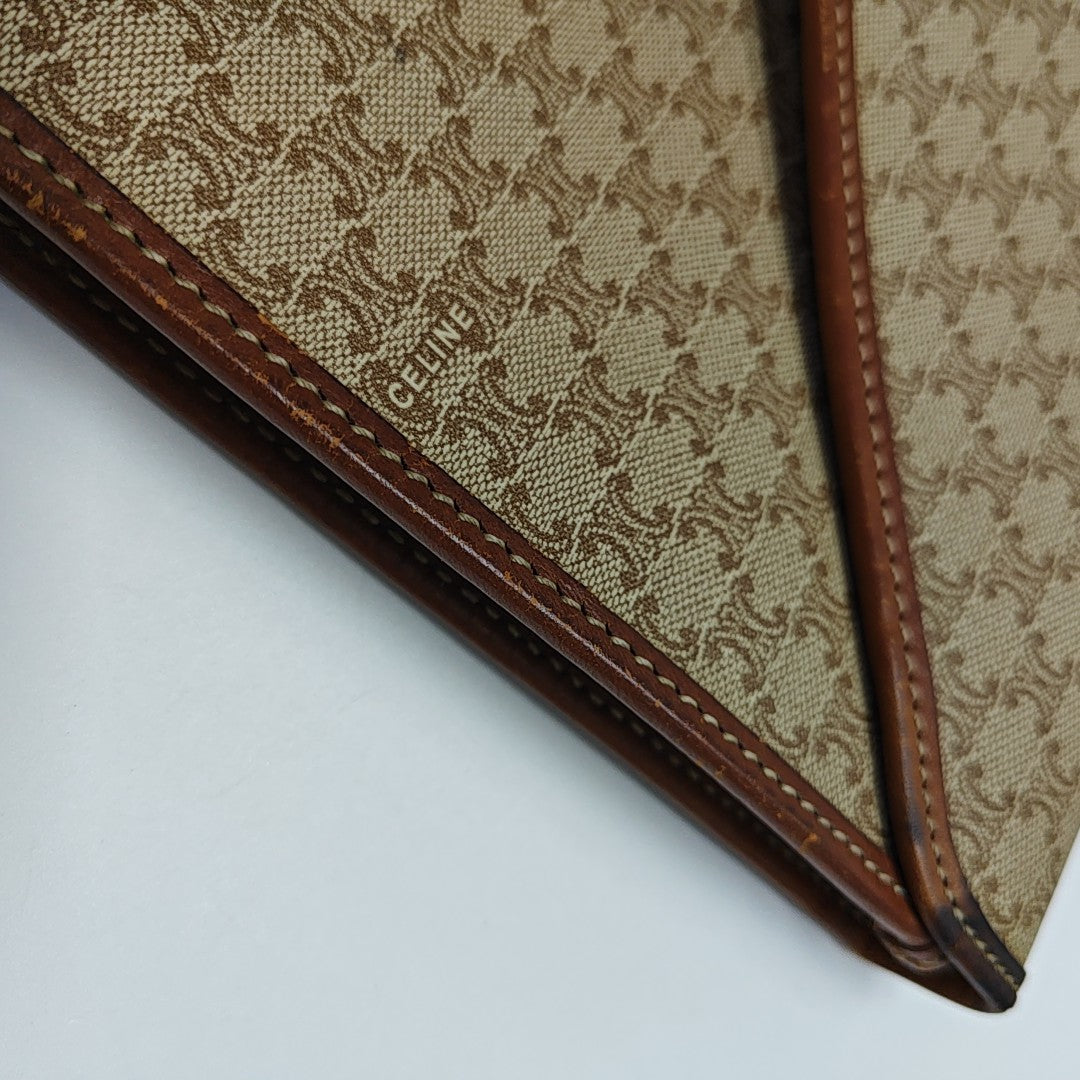 Coated Canvas Clutch Beige