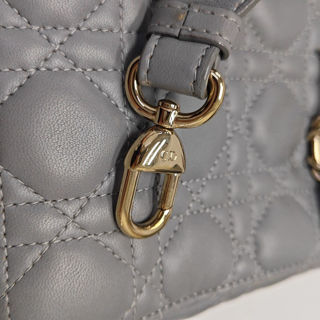 Lady Dior Small Cannage Lambskin Gray