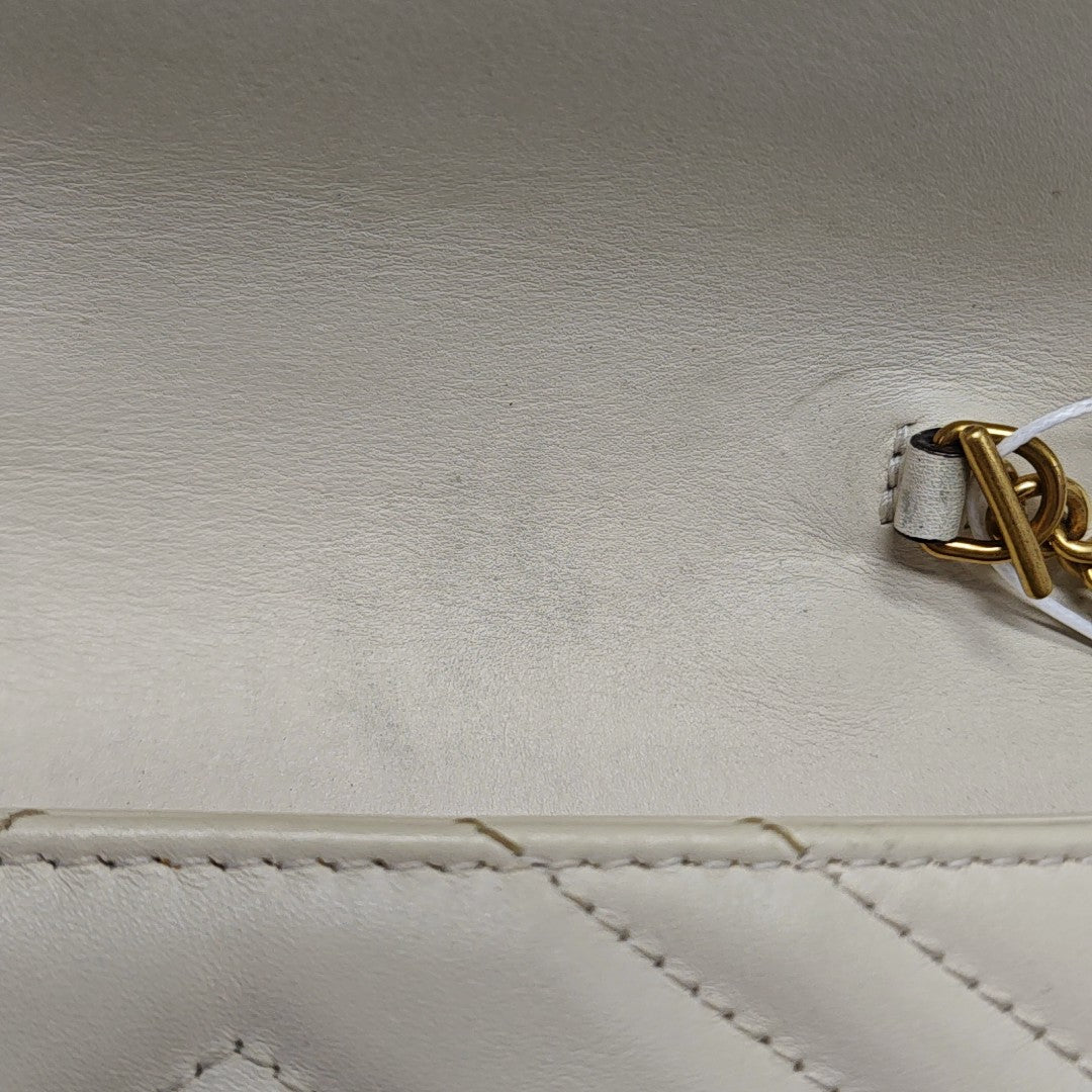 GG Marmont Mini Quilted Calfskin White