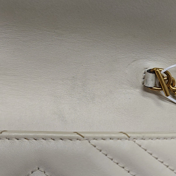 GG Marmont Mini Quilted Calfskin White