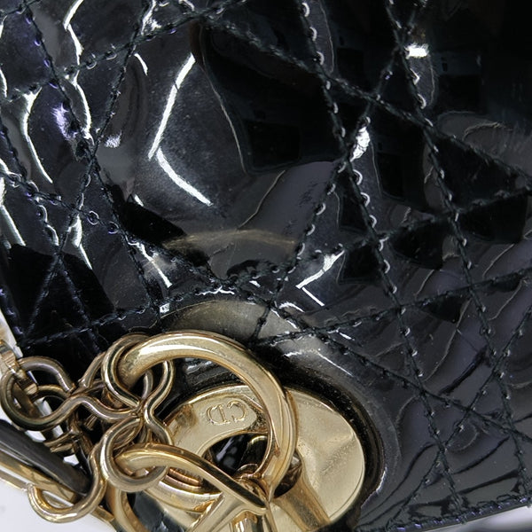 Lady Dior Mini Quilted Patent Leather Black